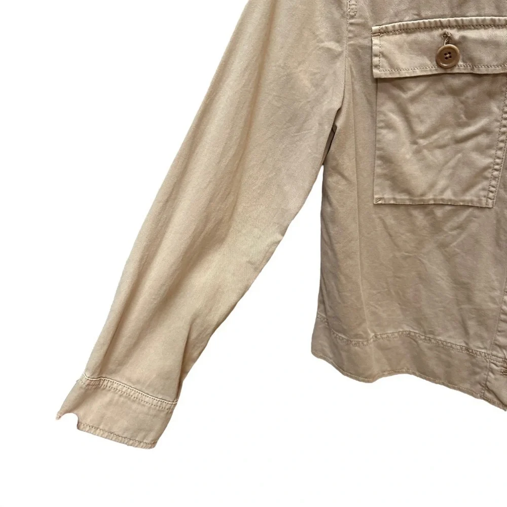 J.‎ Crew Jacket  Tan Khaki Button Up Utility Safari Shacket Lagenlook Size XS